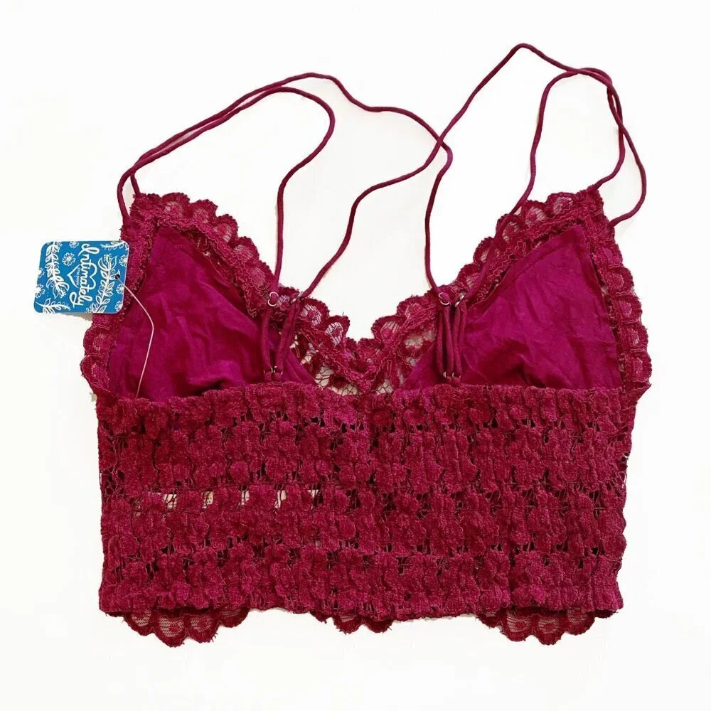 NWT Free People Celine bralette in wine ned, XS